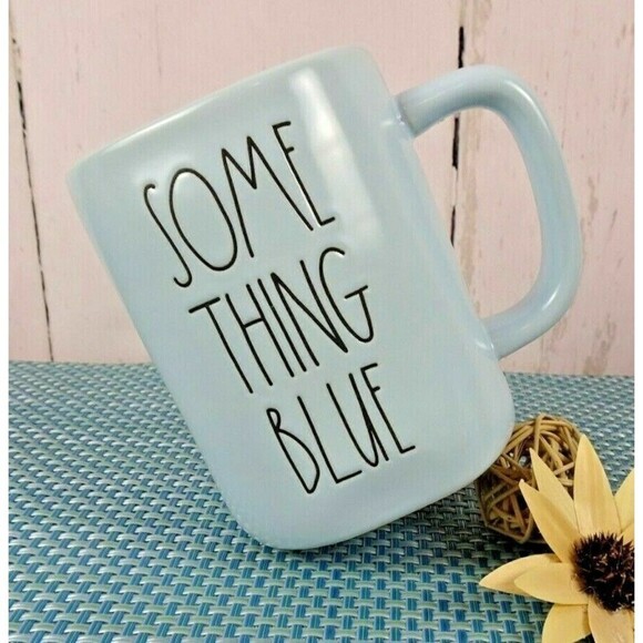New Rae Dunn "Something Blue" Coffee Tea Mug Ceramic Bridal Wedding Farmhouse - Picture 1 of 4